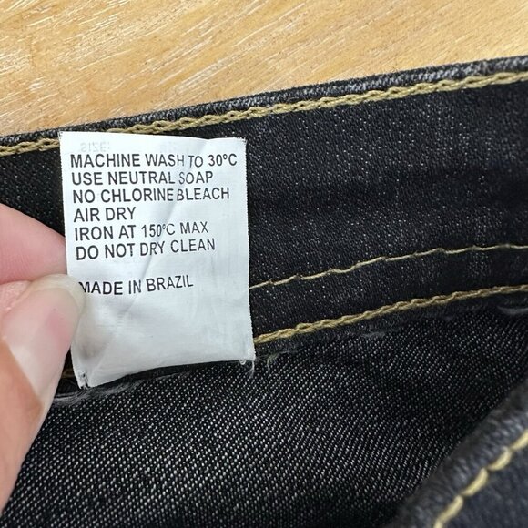 TUFI DUEK Jeans Denim Flare Leg Belted Pants Womens 42 Dark Wash Brazil Y2K 90s - Picture 10 of 13